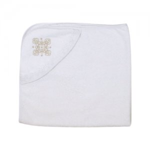 Полотенце-уголок для крещения с вышивкой, размер 100*100 см, цвет белый К40/1 1594759 . Осьминожка. Цвет: белый