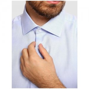 Приталенная рубашка в полоску с коротким рукавом KANZLER. Цвет: голубой