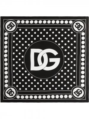 Платок в горох с логотипом Dolce & Gabbana. Цвет: черный