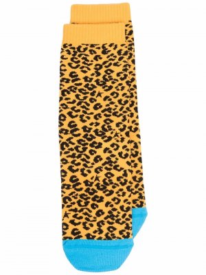 Носки с леопардовым принтом Golden Goose. Цвет: желтый