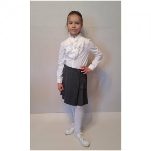Школьная юбка , размер 128-32, серый РУСЬ. Цвет: серый