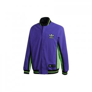 Originals Trefoil Embroidered Logo Reversible Stand Collar Jacket Men Outerwear Purple FT6039 Adidas