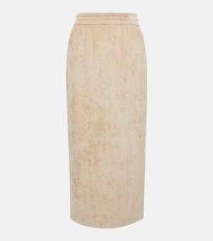 Вельветовая юбка-карандаш миди BRUNELLO CUCINELLI, бежевый Cucinelli