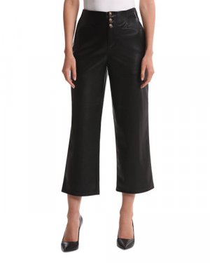Укороченные брюки из искусственной кожи с высокой посадкой и широкими штанинами , цвет Black Bagatelle