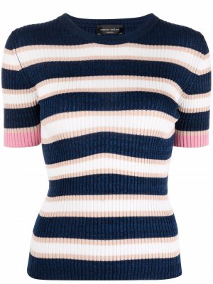 Knitted-stripe t-shirt Roberto Collina. Цвет: синий