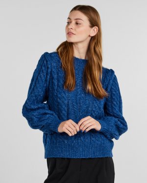 Женский пуловер с круглым вырезом и длинными рукавами Yas, синий YAS. Цвет: синий
