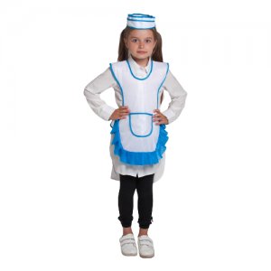 Детский карнавальный костюм Девочка-продавец, пилотка, фартук, 4-6 лет, рост 110-122 см RusExpress. Цвет: голубой/белый