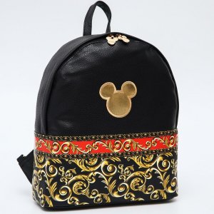 Рюкзак из искусственной кожи, микки маус Disney. Цвет: черный, красный, золотистый