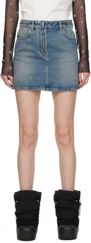 Синяя джинсовая мини-юбка с цепочками Givenchy