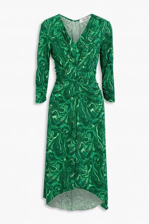 Платье миди из джерси сиреневого цвета со сборками и принтом DIANE VON FURSTENBERG, зеленый Furstenberg