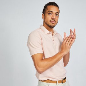 Мужская рубашка-поло с короткими рукавами - MW500 бледно-розовая , цвет rosa INESIS