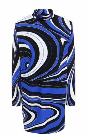Мини-платье с длинным рукавом и воротником-стойкой Emilio Pucci. Цвет: синий