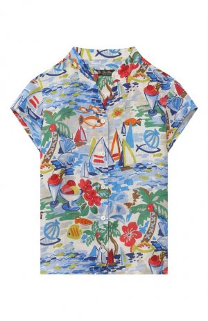 Льняная блузка Loro Piana. Цвет: разноцветный