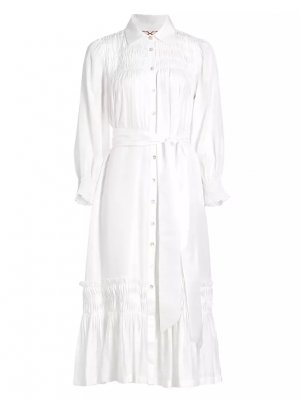 Шелковое платье миди Hatfield со сборками , белый Figue
