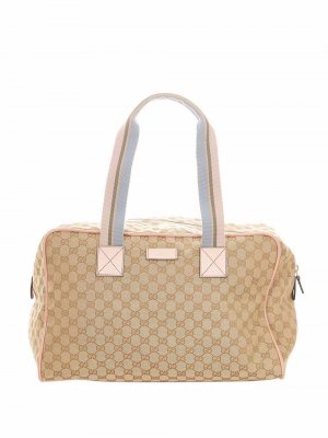 Дорожная сумка с узором GG и отделкой Web Gucci Pre-Owned. Цвет: коричневый