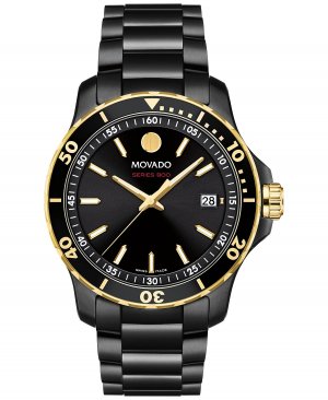 Часы унисекс Series 800, швейцарские часы-браслет из нержавеющей стали с черным PVD-покрытием, 40 мм Movado
