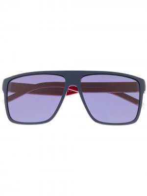 Солнцезащитные очки в прямоугольной оправе Tommy Hilfiger. Цвет: синий