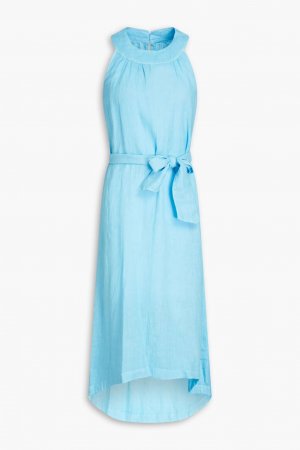 Платье миди из тонкого льна с поясом , синий 120% Lino