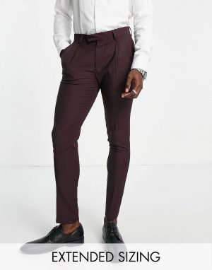 Суперузкие брюки 'Tower Hill' из камвольной смеси бордового цвета с эластичной тканью Noak. Цвет: красный