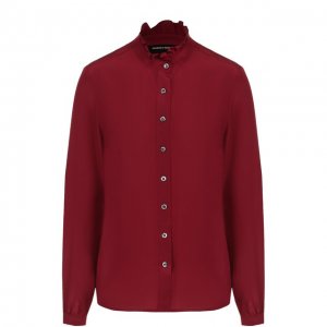 Шелковая блуза прямого кроя с воротником-стойкой Vanessa Seward. Цвет: красный