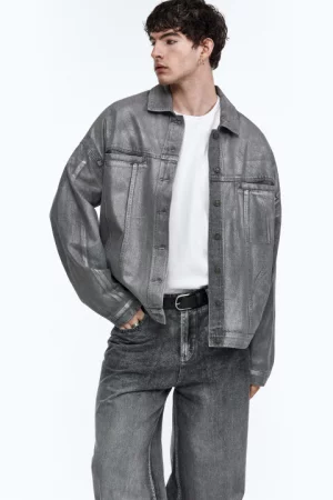 Куртка-рубашка джинсовая с вареным эффектом befree. Цвет: серый