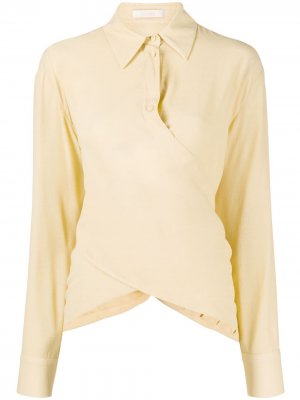 Рубашка с длинными рукавами и драпировкой Ssheena. Цвет: желтый