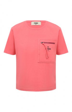 Хлопковая футболка Fendi. Цвет: розовый