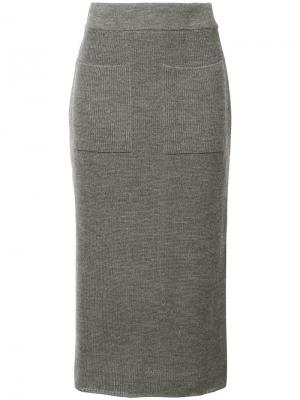 Трикотажная юбка с передним карманом Cityshop. Цвет: серый