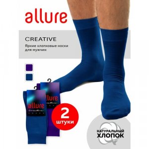 Носки цветные носки, 2 пары, размер 45/47, синий, фиолетовый ALLURE. Цвет: синий/фиолетовый