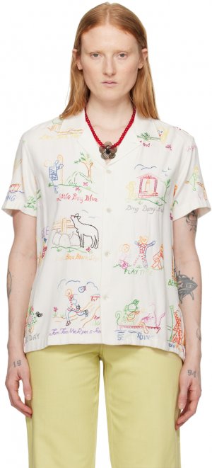 Кремового цвета Рубашка в стиле «Детские стишки» , цвет Multi/Multi Bode