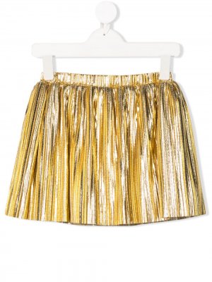 Плиссированная юбка из ткани ламе Le Gemelline By Feleppa. Цвет: золотистый