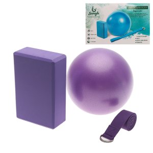 Набор для йоги: блок, ремень, мяч, цвет фиолетовый Sangh