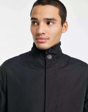 Черное пальто с воротником-воронкой French Connection