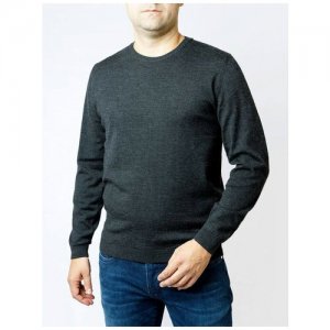 Пуловер, шерсть, силуэт прямой, удлиненный, трикотажный, размер XL, серый PIERRE CARDIN. Цвет: серый