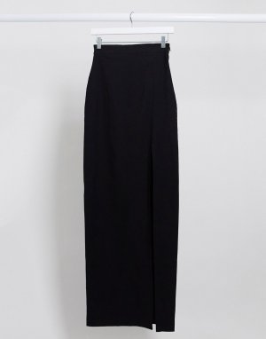 Черная юбка макси от комплекта с разрезом до бедра -Черный Vesper