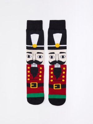 Тёплые махровые носки с новогодним рисунком zolla. Цвет: красный
