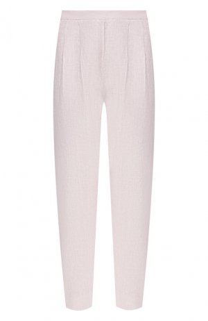 Укороченные льняные брюки 120% Lino. Цвет: светло-розовый