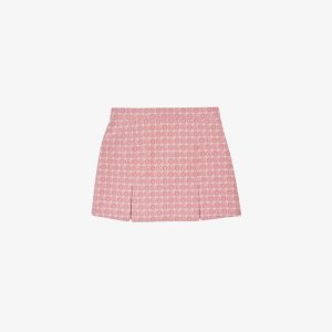 Мини-юбка из смесового хлопка с высокой посадкой и узором монограммы , розовый Gucci