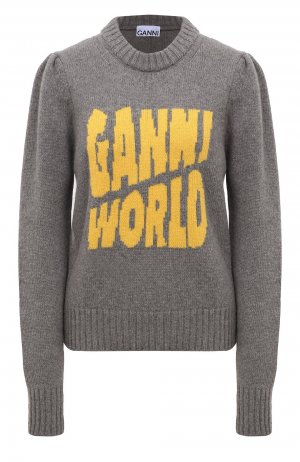 Шерстяной свитер Ganni. Цвет: серый