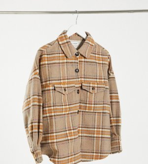 Клетчатая куртка-рубашка в стиле oversized из ткани с добавлением шерсти -Многоцветный Native Youth