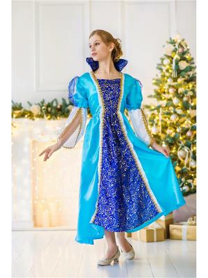 Костюм принцессы, королевы Эльзы, снежной La Mascarade. Цвет: голубой, золотистый, синий