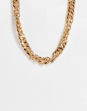 Золотистое ожерелье-цепочка с крупными звеньями -Золотистый French Connection