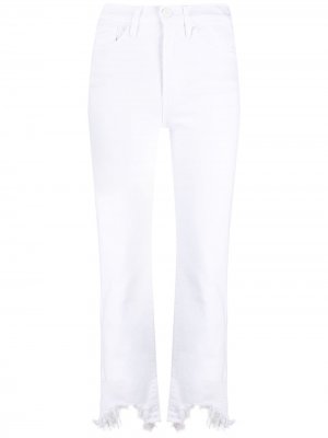Укороченные джинсы с бахромой 3x1. Цвет: белый