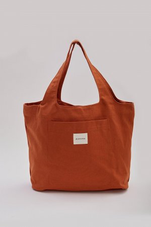 Большая карманная холщовая сумка оранжевого цвета Manuka