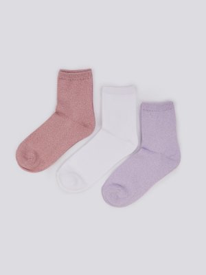 Набор носков с люрексом (3 пары в комплекте) zolla. Цвет: розовый