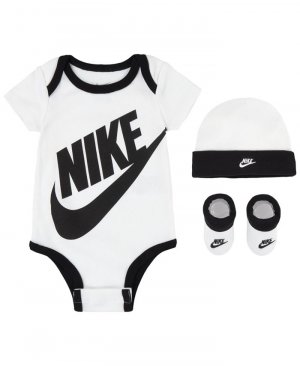 Боди, шапочка и пинетки с логотипом Futura для мальчиков девочек, подарочный набор из 3 предметов, белый Nike