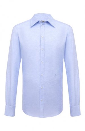 Рубашка из хлопка и льна Dolce & Gabbana. Цвет: голубой