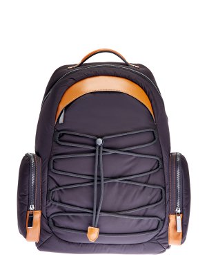 Объемный рюкзак из матового нейлона с кожаной отделкой CANALI. Цвет: черный