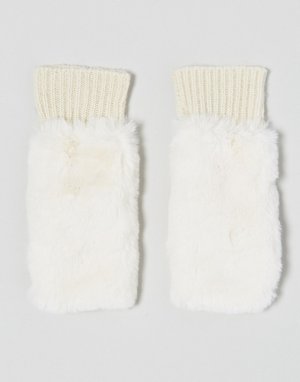 Белые перчатки с открытыми пальцами и леопардовым принтом -Белый Vincent Pradier