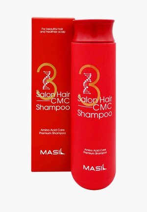 Шампунь Masil 3 Salon Hair CMC Shampoo Восстанавливающий профессиональный с керамидами, 300 мл. Цвет: красный